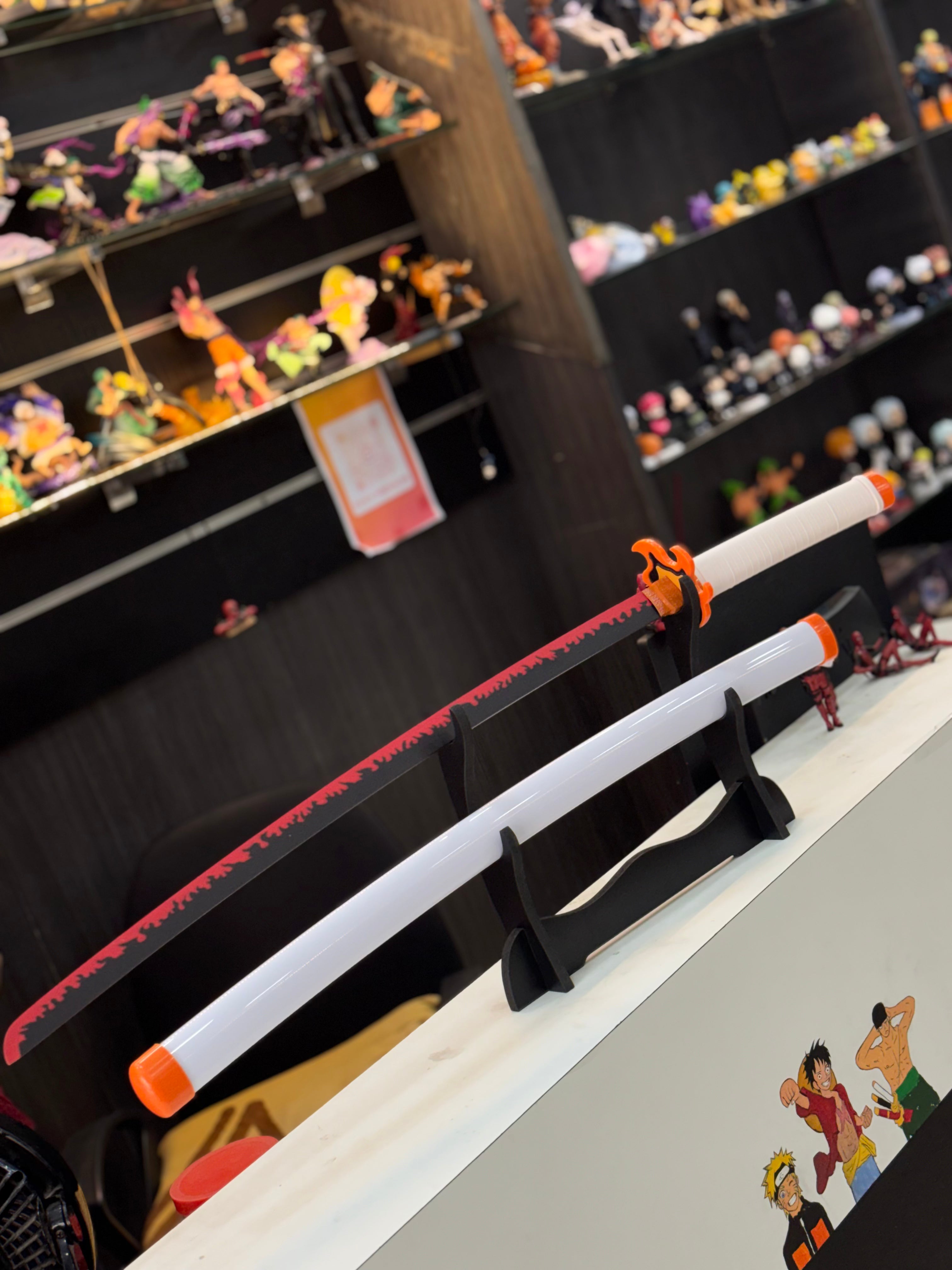 rengoku nichirin inspired 105 cm blunt  metal alloy katana