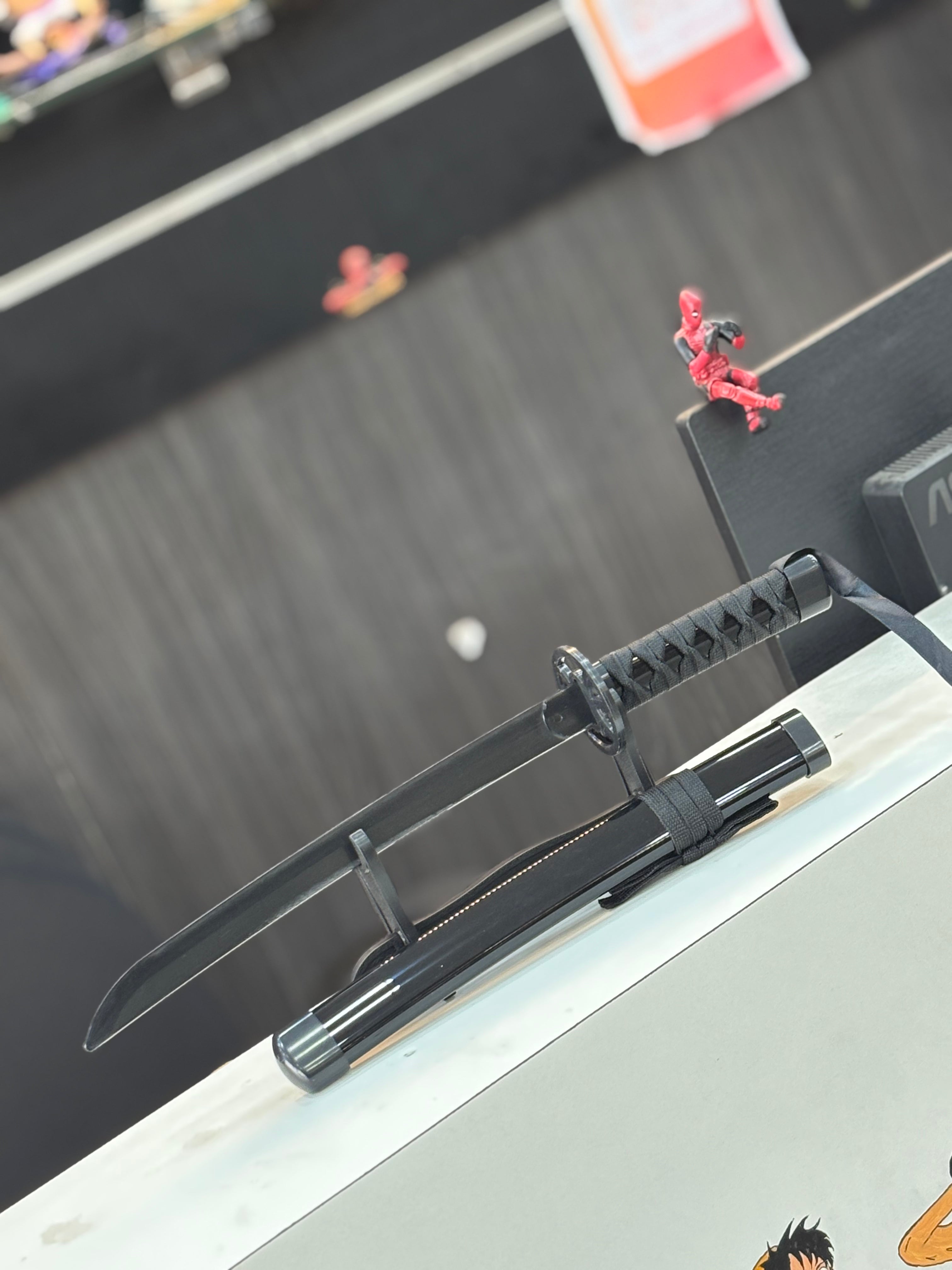 bleach black 45 cm wooden katana including stand