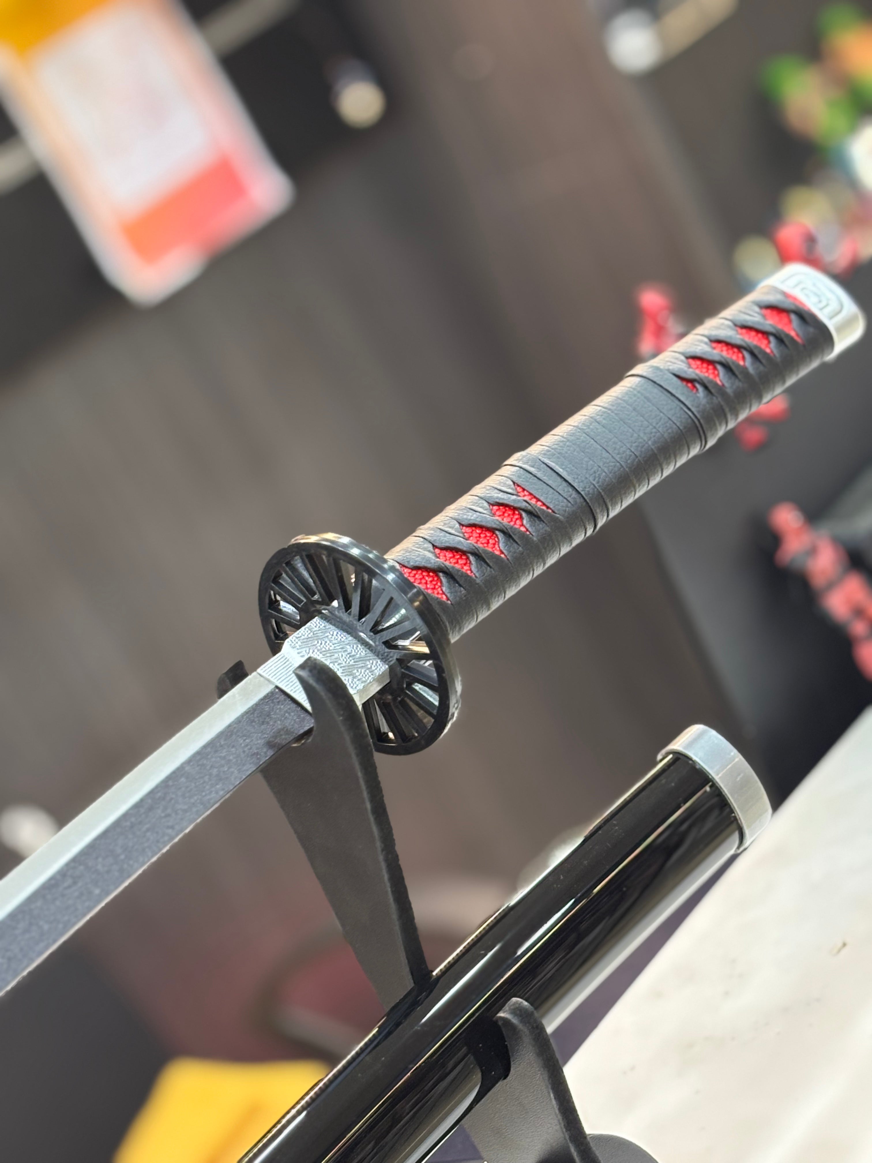 tanjiro black metal alloy katana