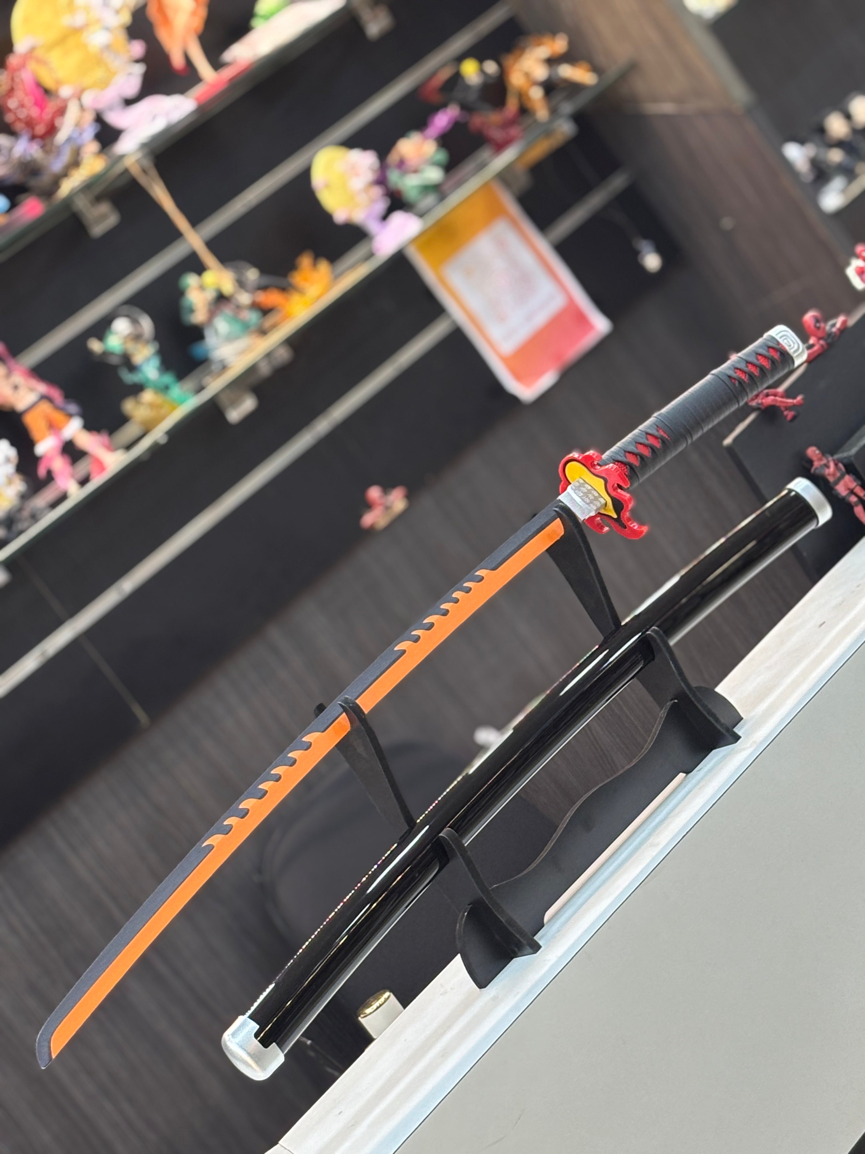 tanjiro nichirin flame breath metal alloy katana