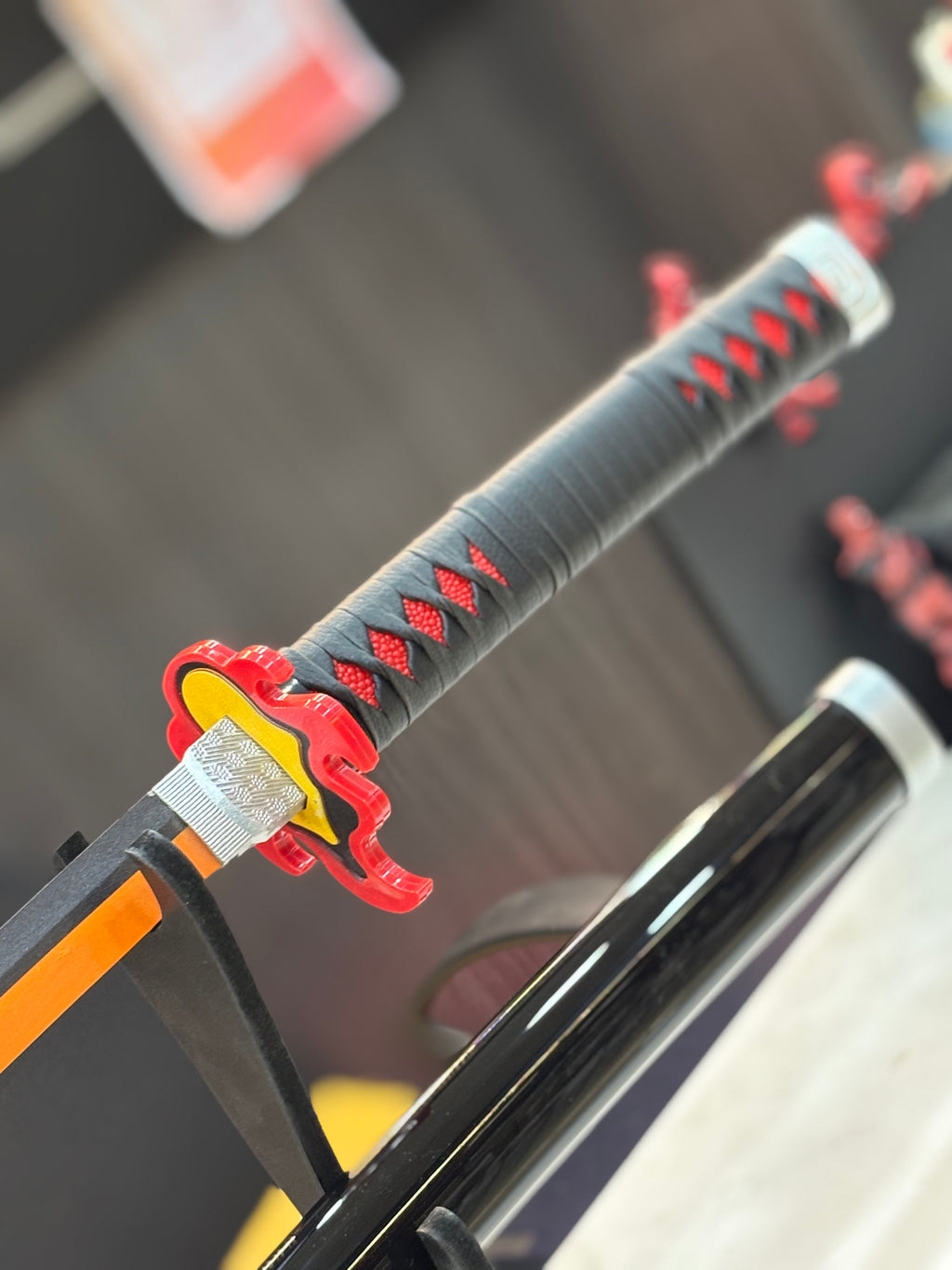 tanjiro nichirin flame breath metal alloy katana