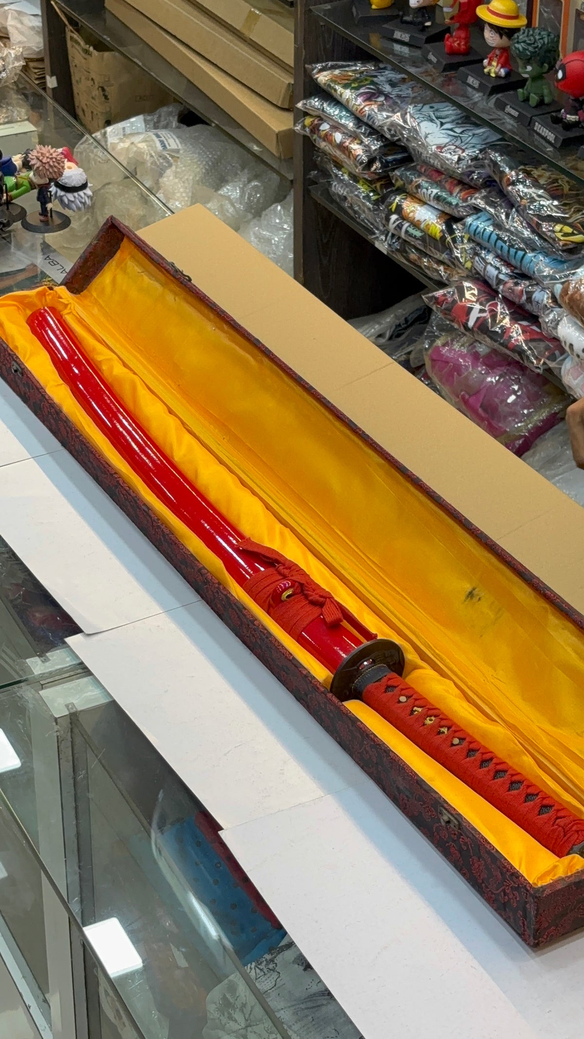 red blunt metal katana 105 cm 2 kg