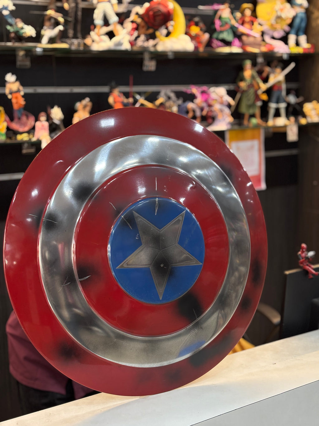 cap shield with bullet marks  22 inches steel replica